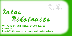 kolos mikolovits business card